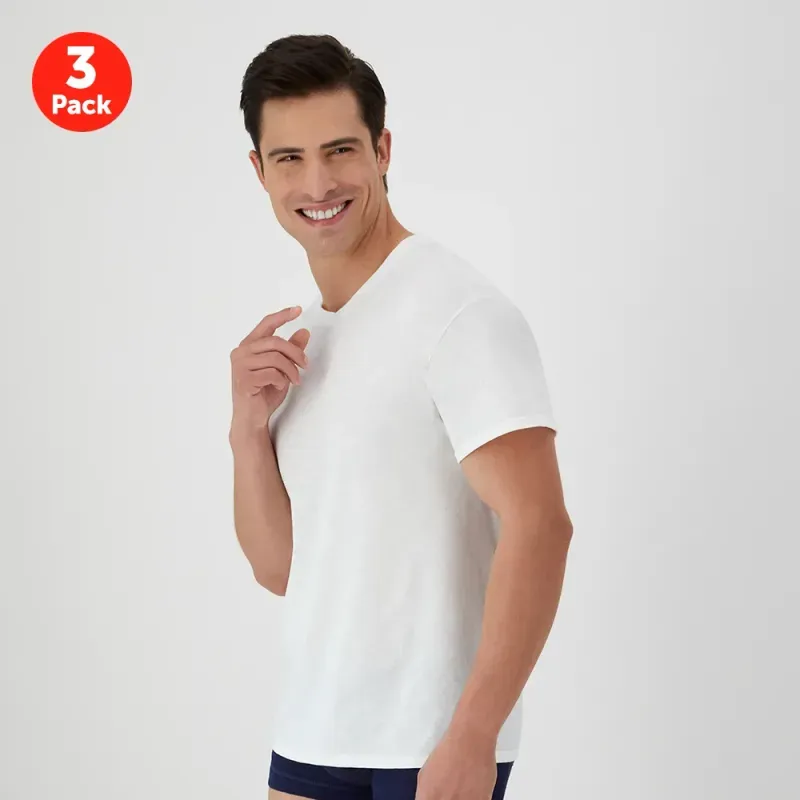 Playera Cuello V Blanca Pack de 3